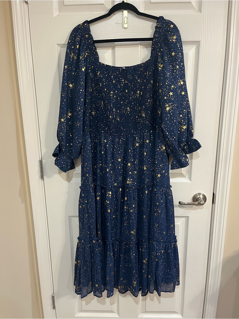 Ivy City Navy Dress with Gold Star Foil